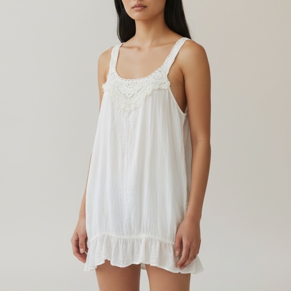 Forever 21 Silk Blend Crochet Lace Tunic Top M Boho Romantic Fairycore